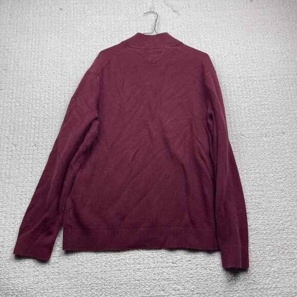 Tommy Hilfiger Quarter zip Sweater Pullover Wine Red Men Sz XL Preppy Academia - Picture 9 of 12
